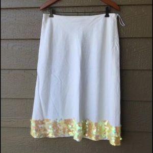 WD-NY Women's skirt Sequin detail white A-line